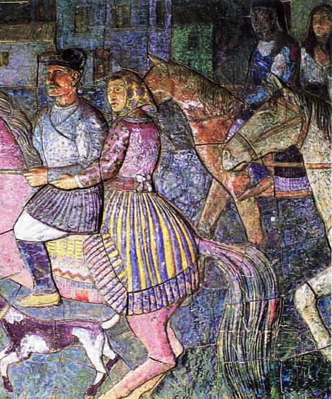 3 Pannelli decorativi in ceramica di Pietro Mele. Palazzo dell’Assessorato al Lavoro